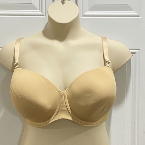 Cacique Other - NEW Cacique 44F Nude Lightly Lined Strapless Multi-way Bra BEIGE Nwt